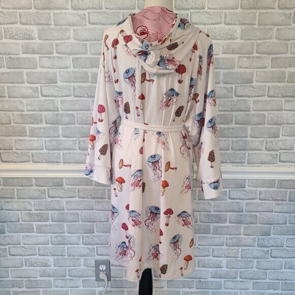 Plover Unisex Luxury Robe Jellyfish Mushroom Psychajellic Print OS Beach Cover - Picture 3 of 9